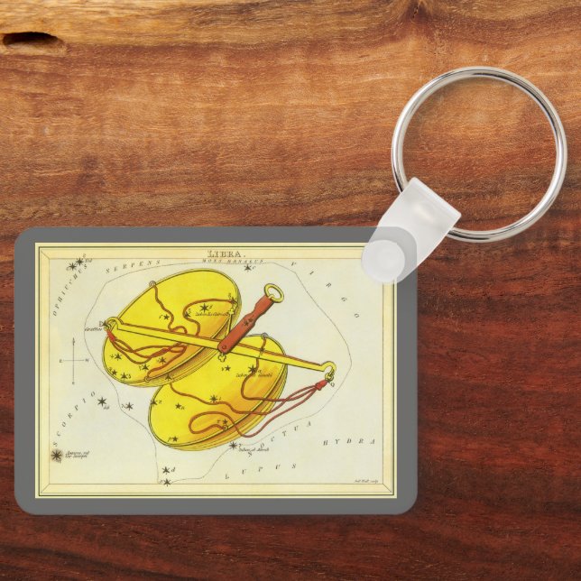 Libra Scales Vintage Constellation Urania's Mirror Keychain (Front)
