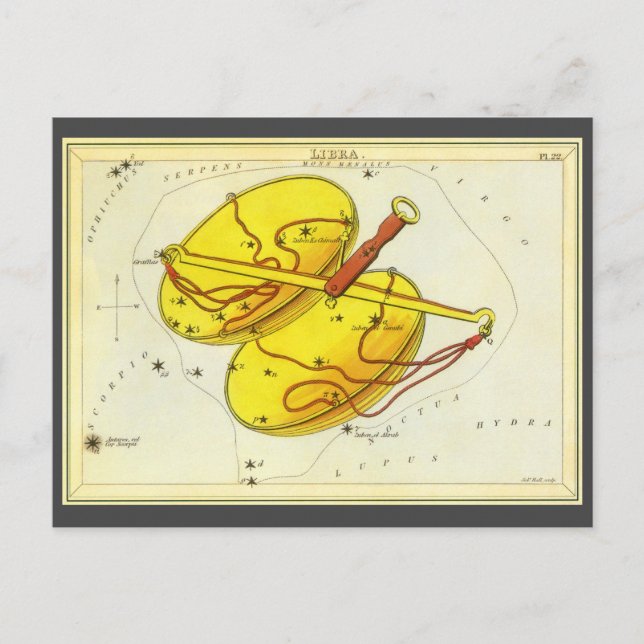 Libra Scales Vintage Constellation Urania's Mirror Postcard (Front)