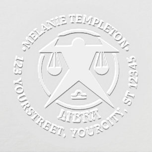 Libra Scales Zodiac Sign Round Name Return Address Embosser