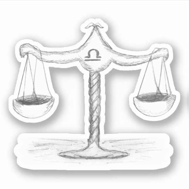 Libra Scales Zodiac Sketch Sticker (Front)