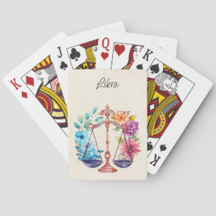 Libra Scales Zodiac Watercolor Poker Cards
