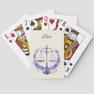 Libra Scales Zodiac Watercolor  Poker Cards