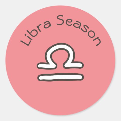 Libra Season Astrology Zodiac Sign Pink Classic Round Sticker