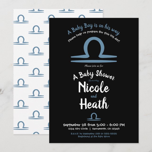 LIBRA September October Astrology Baby Shower   Invitation (Front/Back)