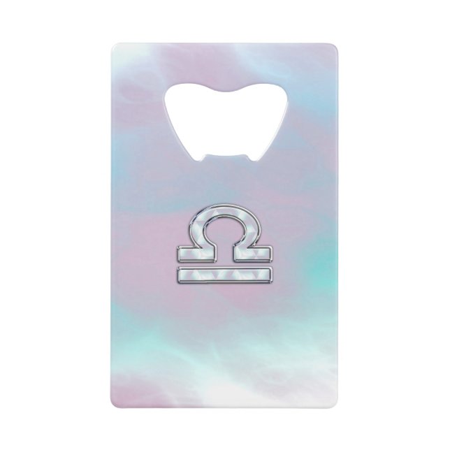 Libra Sign Mother of Pearl Style Credit Card Bottle Opener (Front)