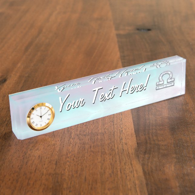 Libra Sign Mother of Pearl Style Name Plate (Side)