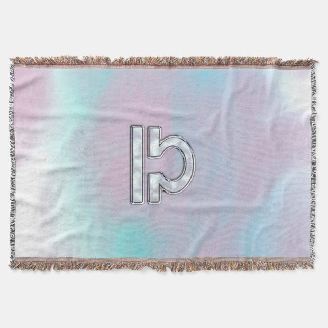 Libra Sign Mother of Pearl Style Throw Blanket (Front)