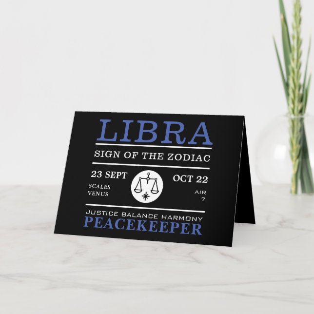 Libra Sign of the Zodiac, Astrological Card (Front)