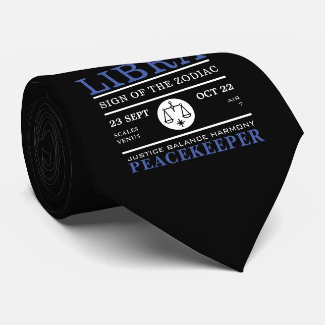 Libra Sign of the Zodiac, Astrological Neck Tie (Rolled)