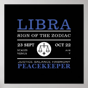 Libra Sign of the Zodiac, Astrological Poster