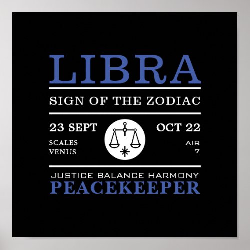 Libra Sign of the Zodiac Astrological Poster