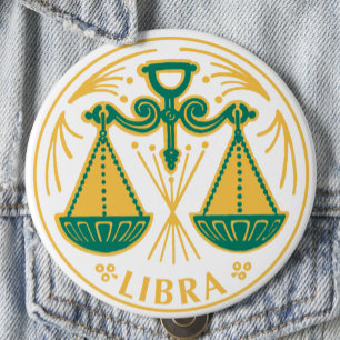 Libra Sign of the Zodiac on a Button