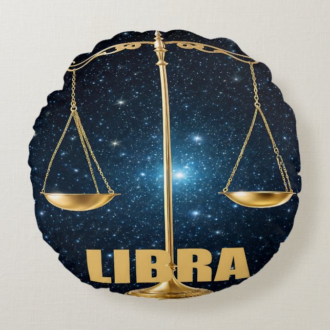 Libra sign of the zodiac round pillow (Front)