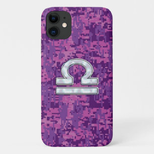 Libra Sign on Fuchsia Digital Camo iPhone 11 Case