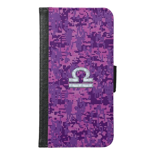 Libra Sign on Fuchsia Digital Camo Samsung Galaxy Wallet Case (Front)