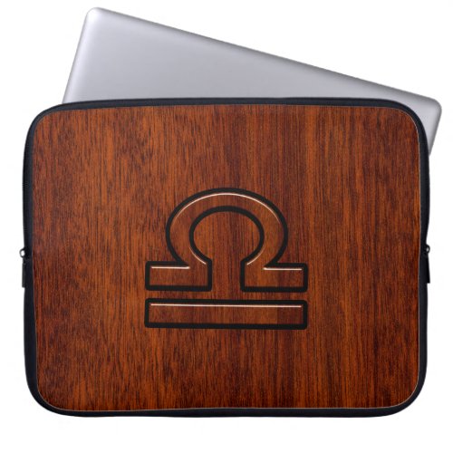 Libra Sign on Mahogany Style Decor Laptop Sleeve