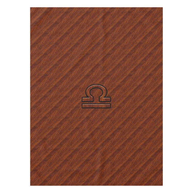 Libra Sign on Mahogany Style Decor Tablecloth (Front)