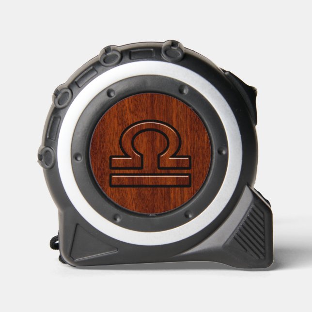 Libra Sign on Mahogany Style Decor Tape Measure (Front)