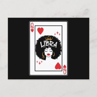 Libra Star Sign Melanin Black Queen of Hearts Postcard
