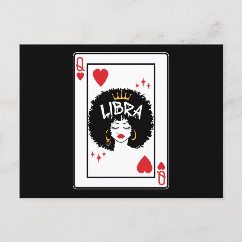  Libra Star Sign Melanin Black Queen of Hearts Postcard