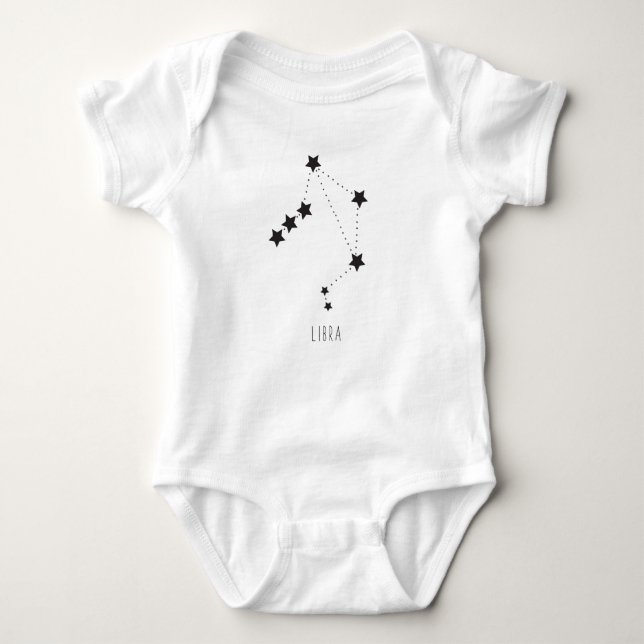 Libra Stars Zodiac October Birthday Baby Bodysuit (Front)