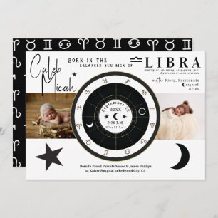 Libra Sun & Moon Sign Zodiac Birth Announcement