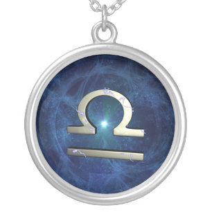Libra symbol silver plated necklace