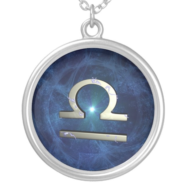 Libra symbol silver plated necklace (Front)