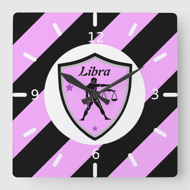 Libra symbol square wall clock (Front)