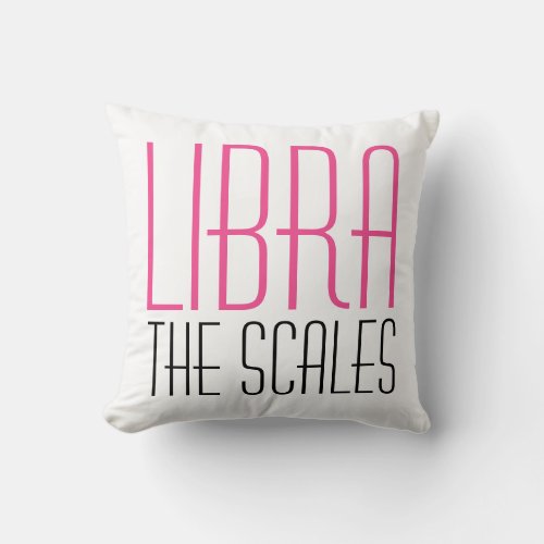 Libra The Scales Initials Typography White Zodiac Throw Pillow