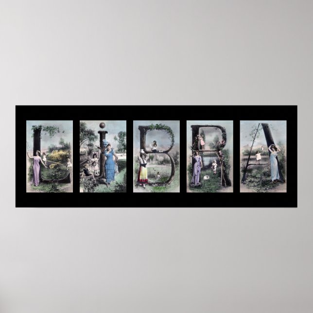 LIBRA Vintage Alphabet Letter Name Art Poster (Front)