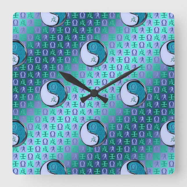 Libra & Water Dog Square Wall Clock (Front)