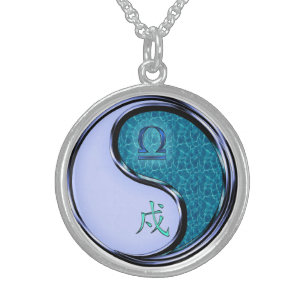 Libra & Water Dog Sterling Silver Necklace