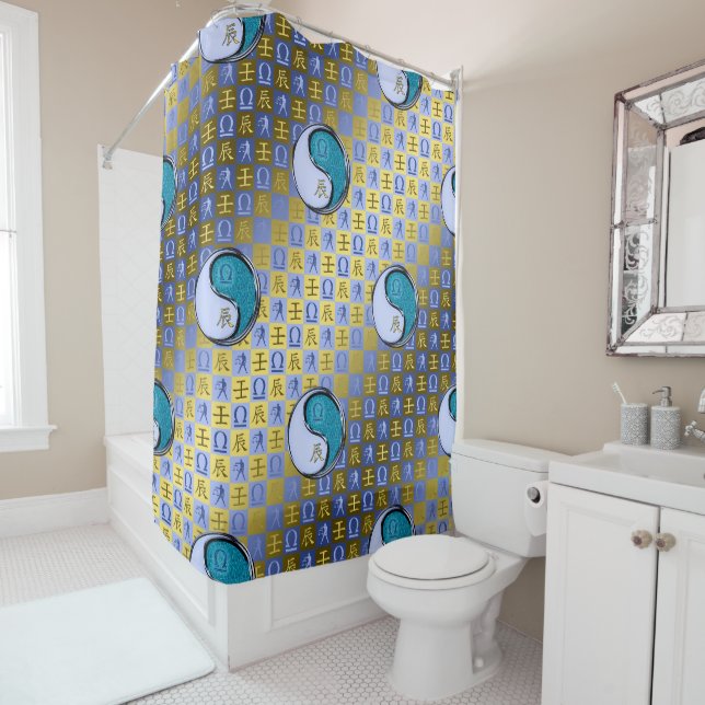 Libra & Water Dragon Shower Curtain (In Situ)
