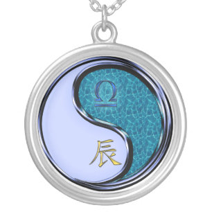 Libra & Water Dragon Silver Plated Necklace