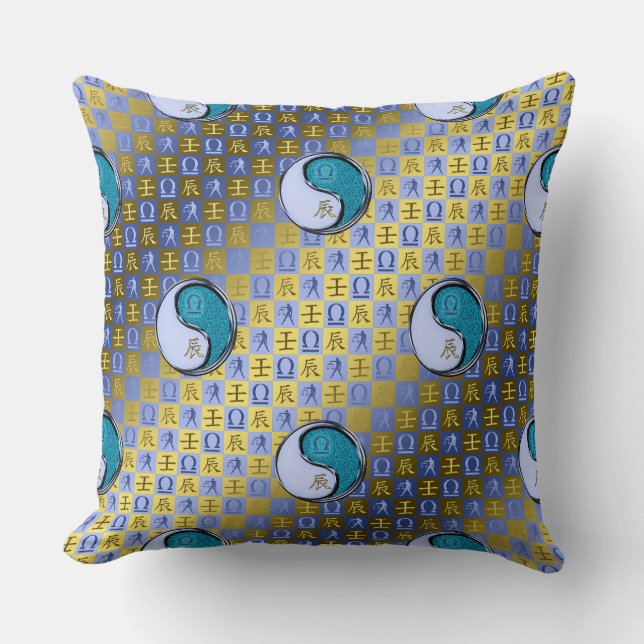 Libra & Water Dragon Throw Pillow (Front)