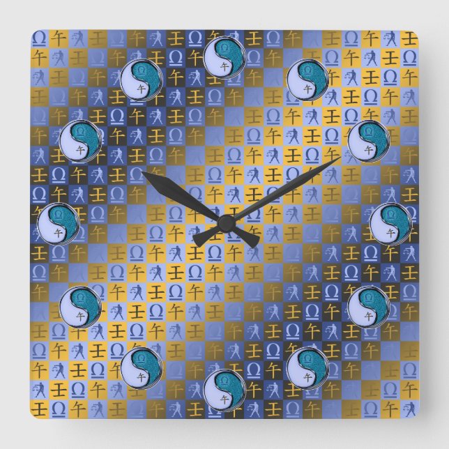 Libra & Water Horse Square Wall Clock (Front)