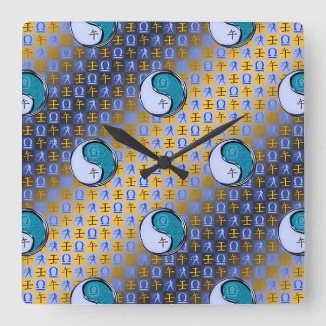 Libra & Water Horse Square Wall Clock (Front)