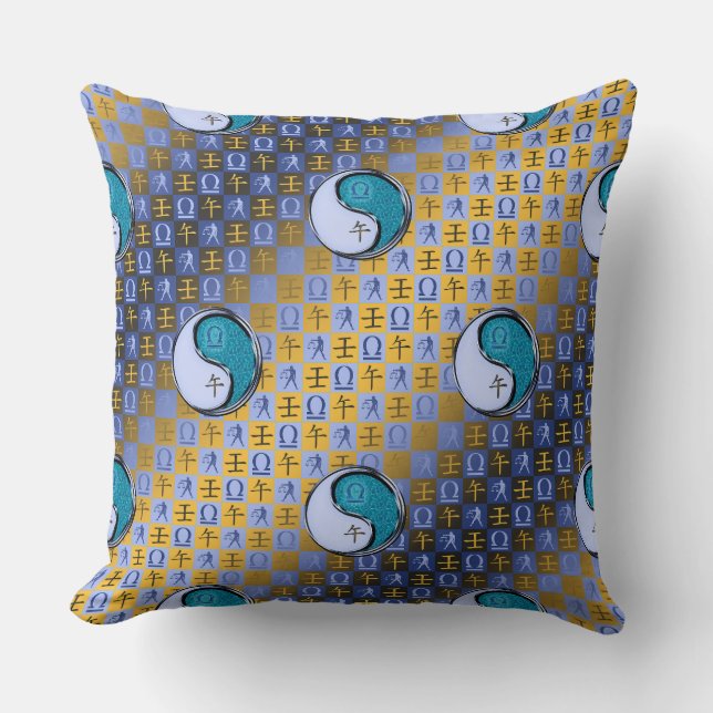 Libra & Water Horse Throw Pillow (Front)