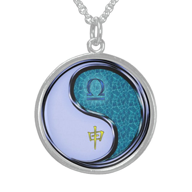 Libra & Water Monkey Sterling Silver Necklace (Front)