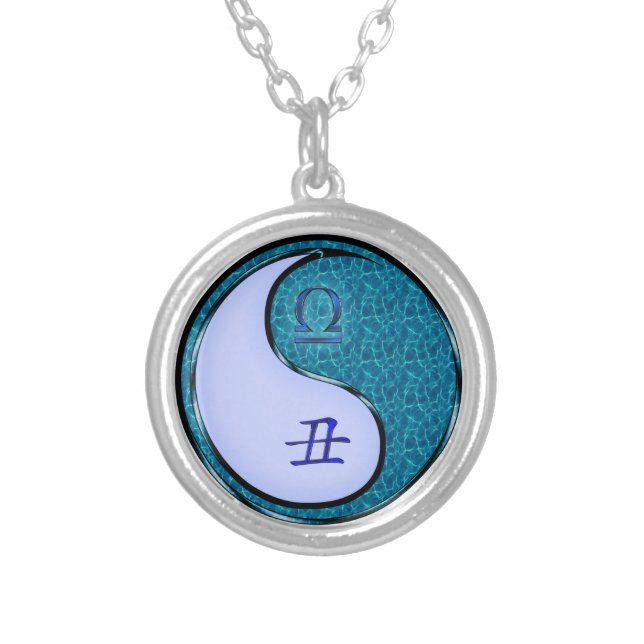 Libra & Water Ox Silver Plated Necklace (Front)