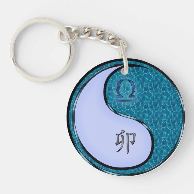 Libra & Water Rabbit Keychain (Front)