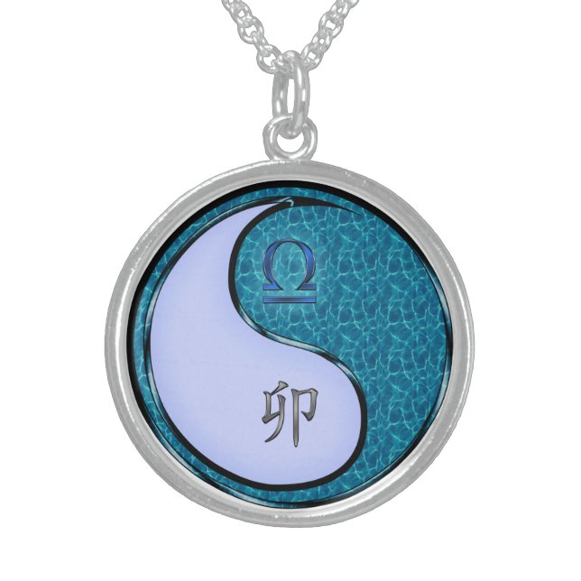 Libra & Water Rabbit Sterling Silver Necklace (Front)