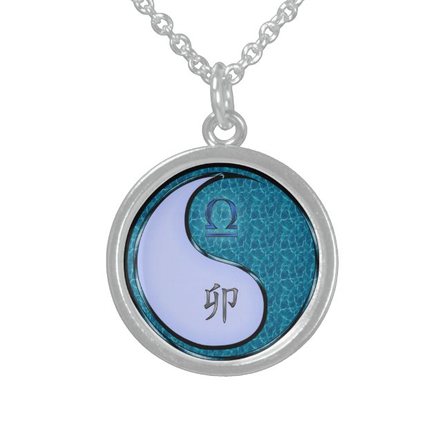 Libra & Water Rabbit Sterling Silver Necklace (Front)