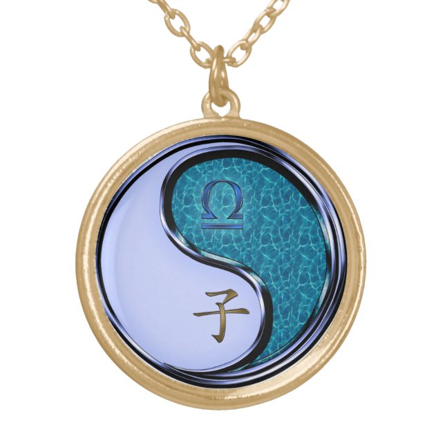 Libra & Water Rat Gold Plated Necklace (Front)