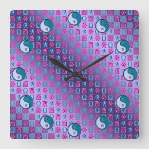 Libra & Water Rooster Square Wall Clock