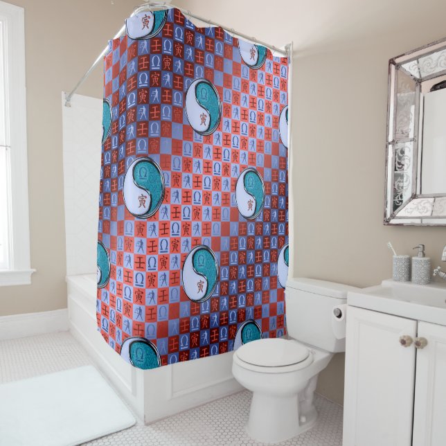 Libra & Water Tiger Shower Curtain (In Situ)