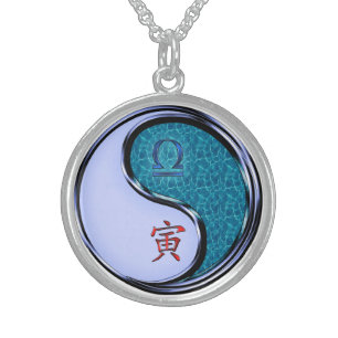 Libra & Water Tiger Sterling Silver Necklace