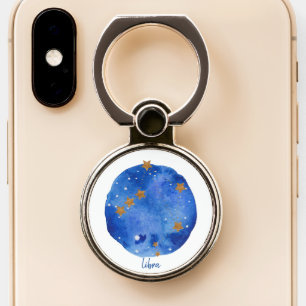 Libra Watercolor Night Sky Constellation Zodiac Phone Ring Stand