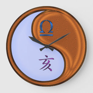 Libra & Wood Boar Large Clock